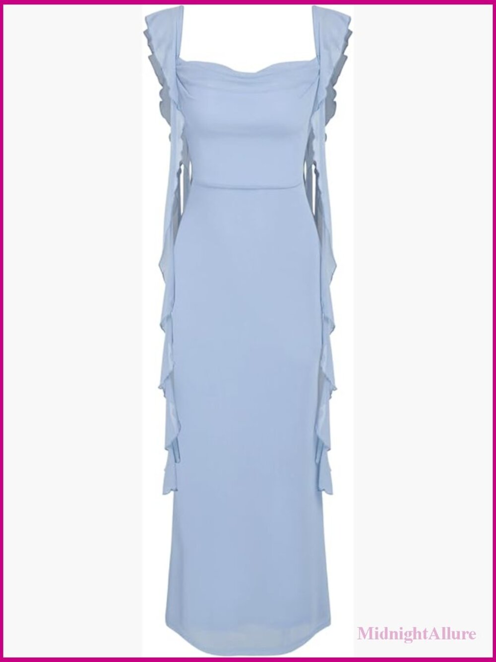 Sleeveless Mesh Ruffle Maxi Dress Formal Wedding Guest
